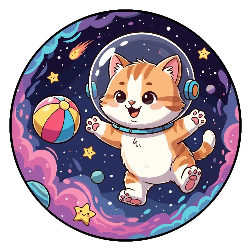 Cat astronaut in colorful space