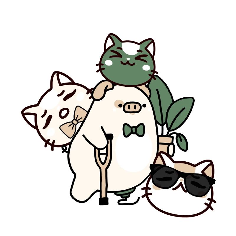 Dapper Kawaii Pig: Crutch and Prosthesis