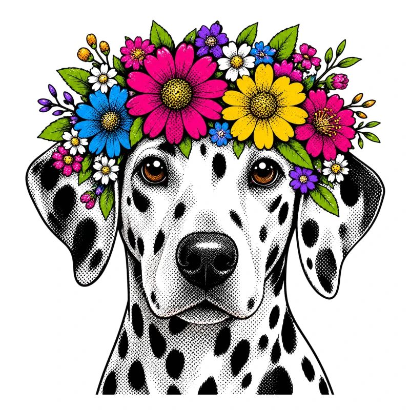 Dalmatiner mit Blumenkranz