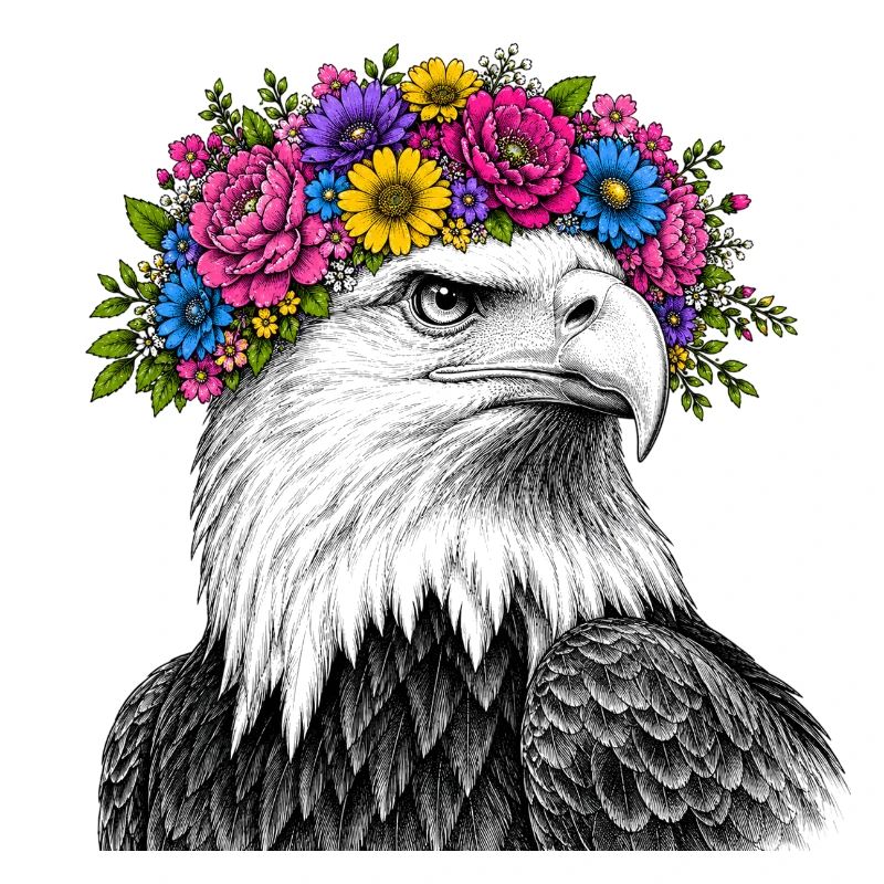 Flower Crown Eagle Portrait