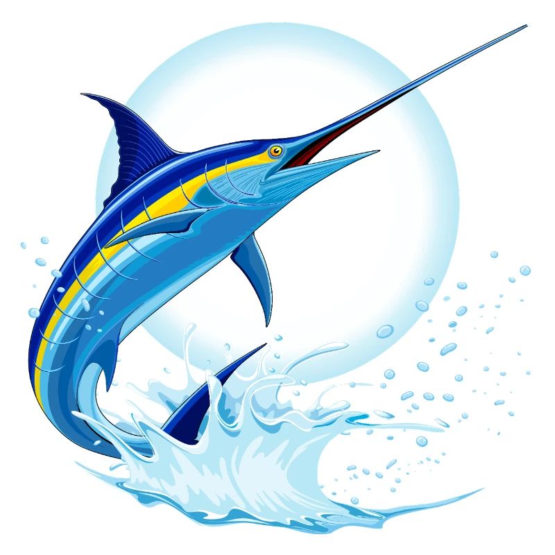 Blauer Marlin-Schwertfisch springt aus dem Ozean