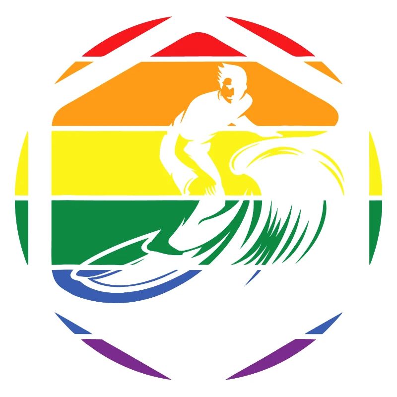 Rainbow Wave Surfer Circle