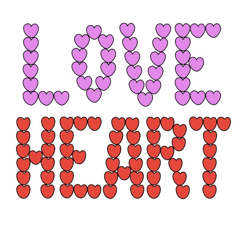 Love Heart-Typografie