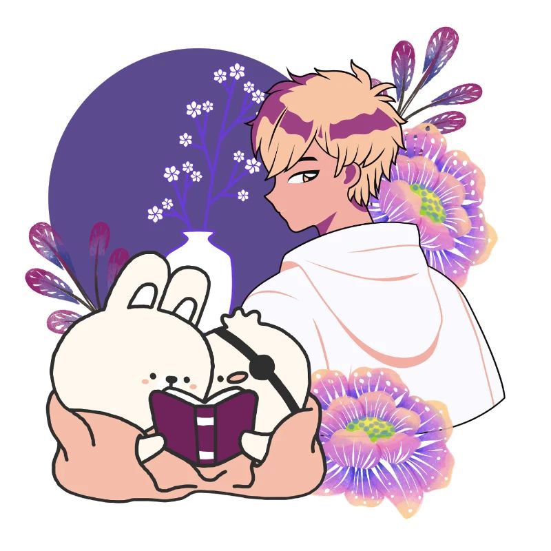 Anime Boy et Animaux avec un dessin cache-œil
