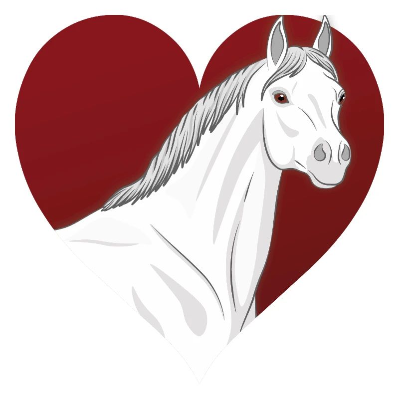 Un cheval Abbayan devant un coeur rouge