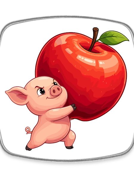 Apple Pig Cartoon