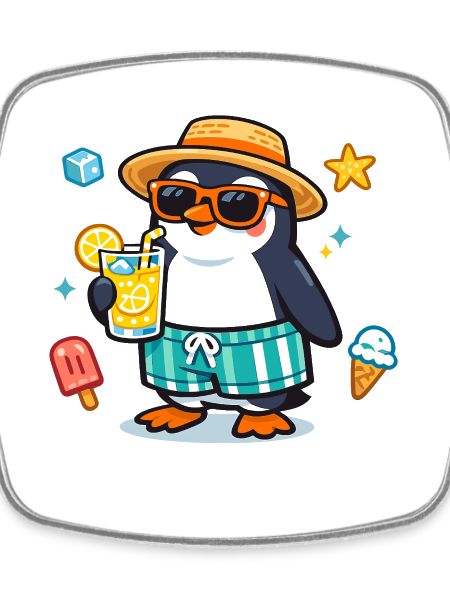 Summer penguin with drink