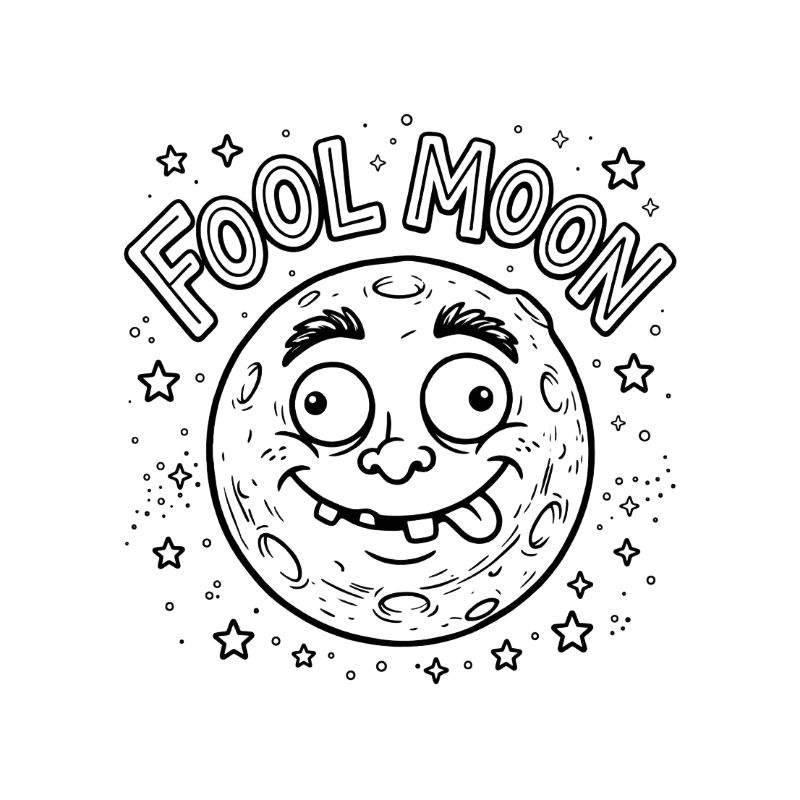 Fool Moon Funny Space Jeu de mots Édition graphique Line Art