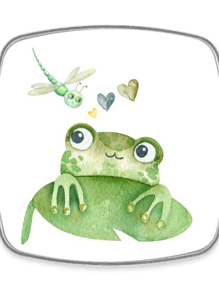 Relaxed frog with dragonfly