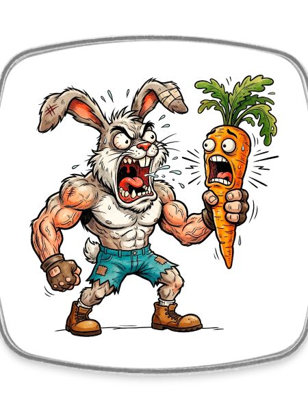 Angry rabbit and carrot