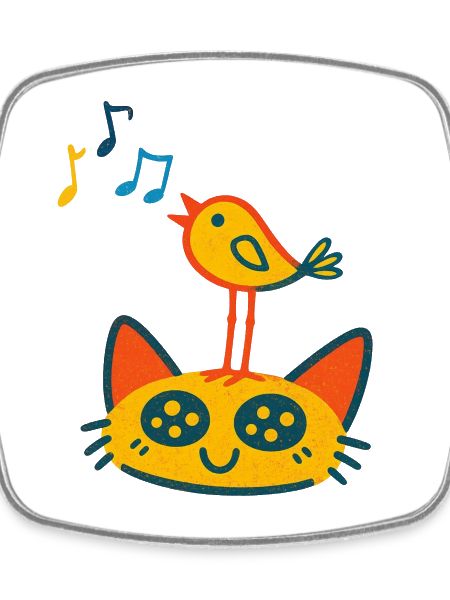 Singing bird on cat