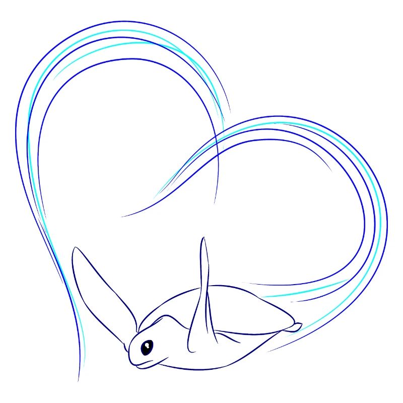 Glowing Sea Turtle Heart Line