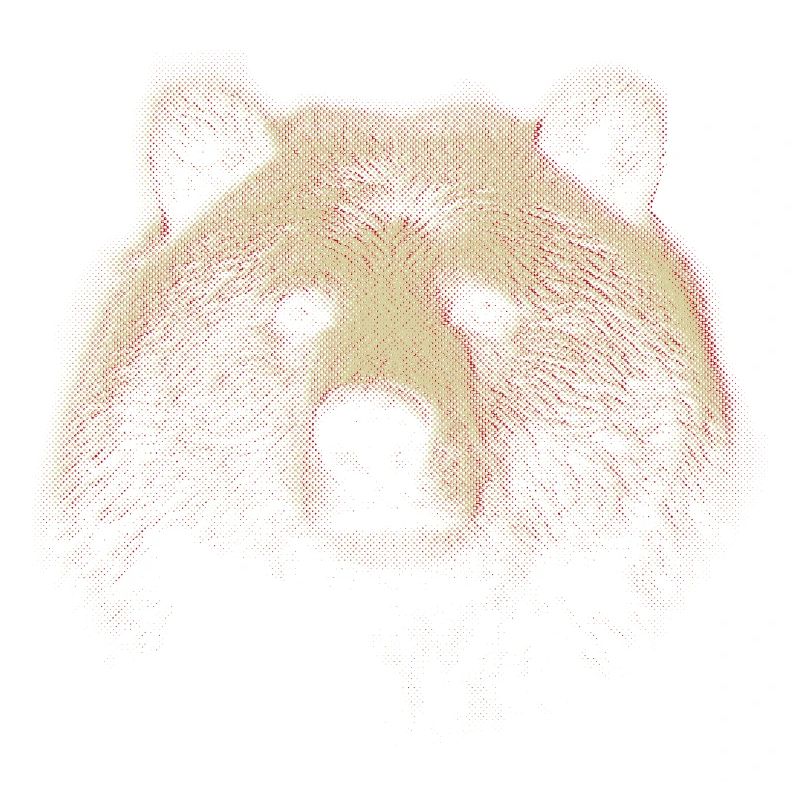 Red Halftone Bear Head