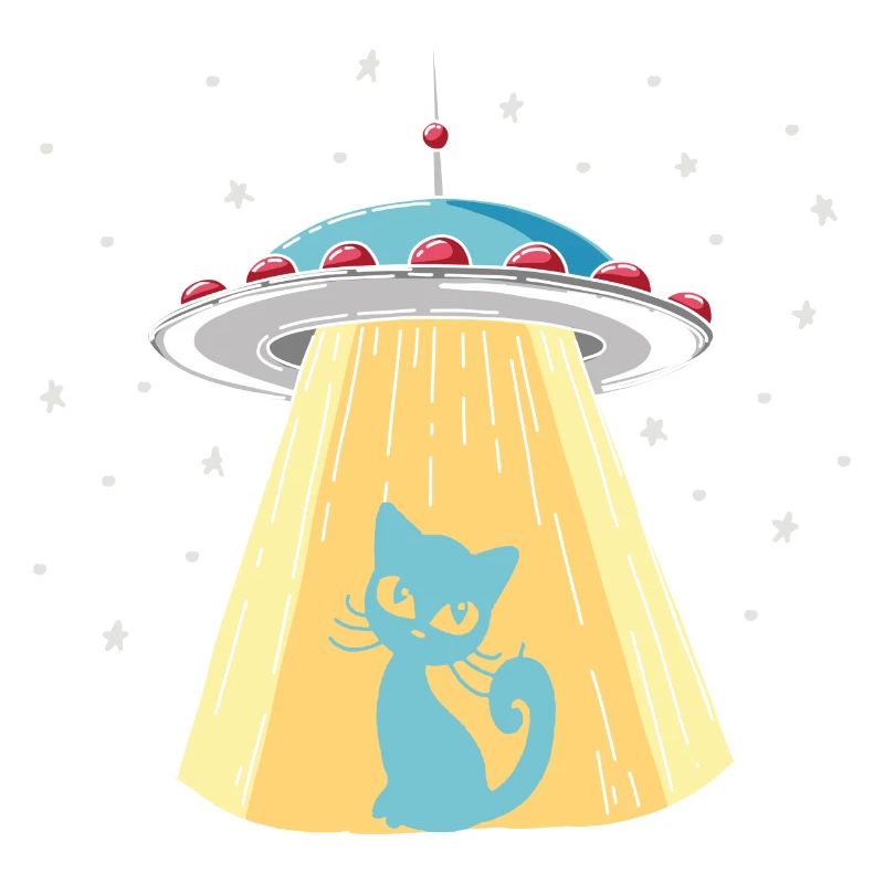 Humorous UFO cat print