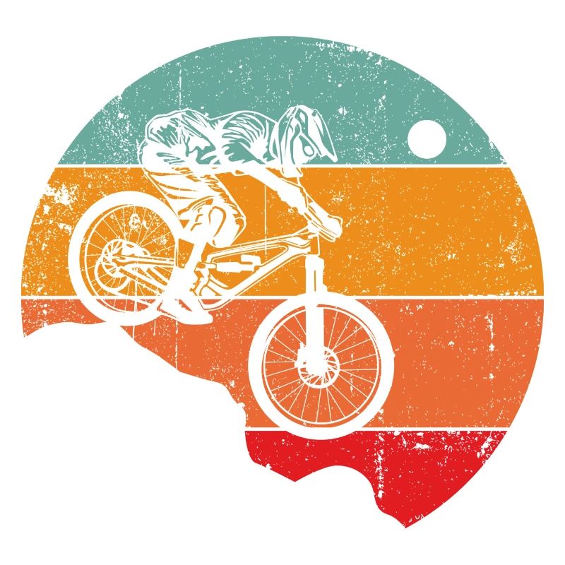 Retro Sunset Cyclist Silhouette