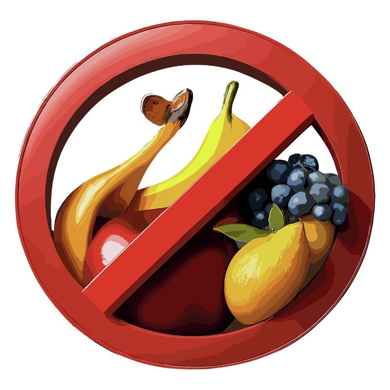Fruit abstinence with prohibition signs