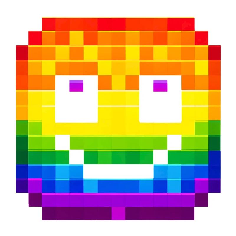 Pixelated Rainbow Smile Face