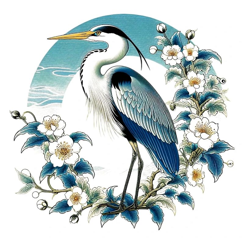 Grey White Heron Japanese Japan