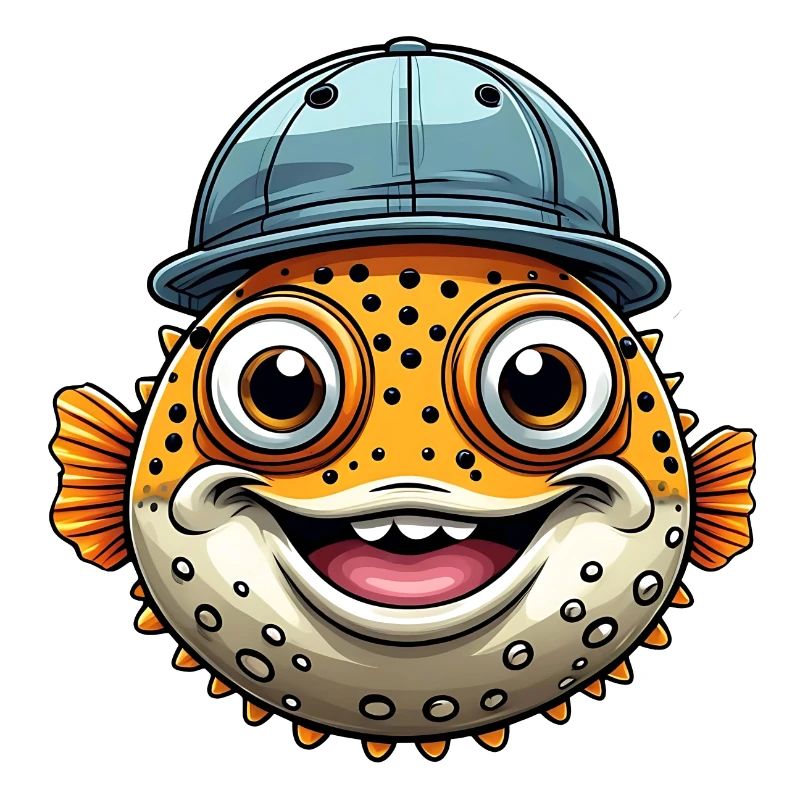 Cooler Kugelfisch mit Basecap
