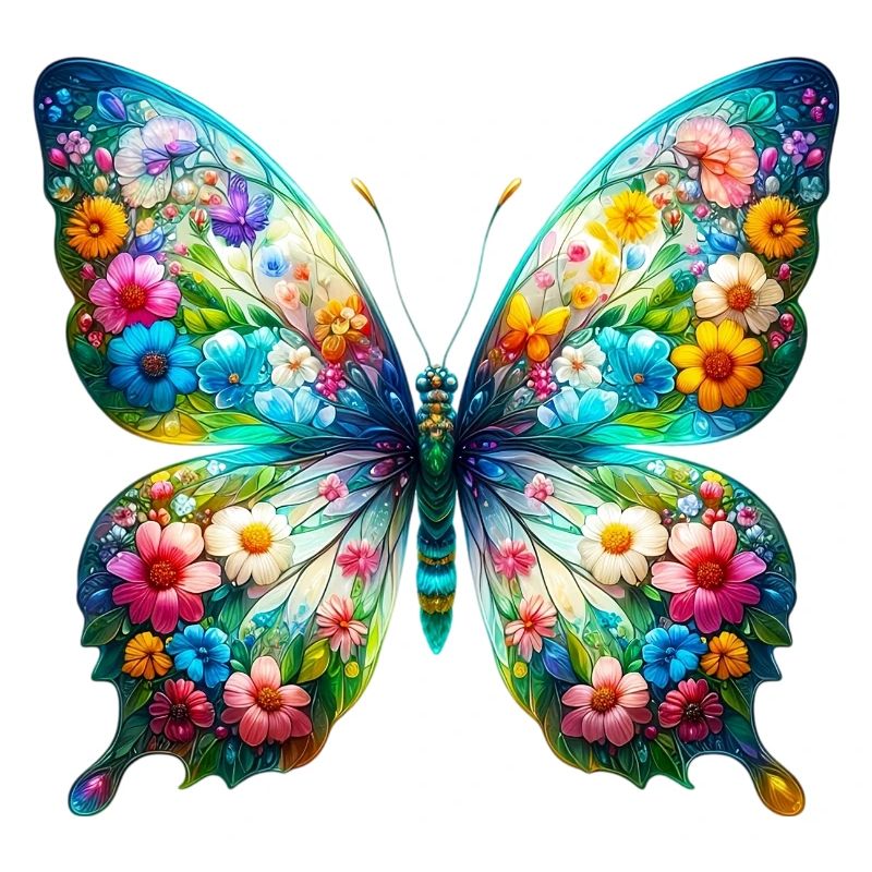 Papillon décoré de fleurs