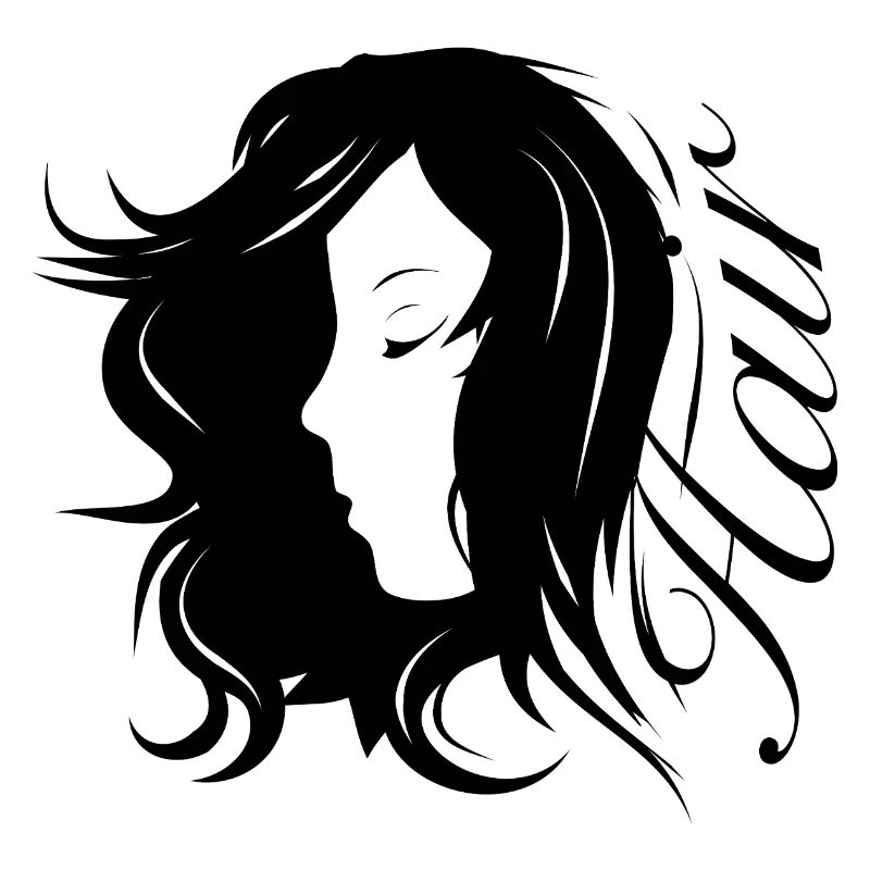Mädchen Silhouette mit Typografie-Haar