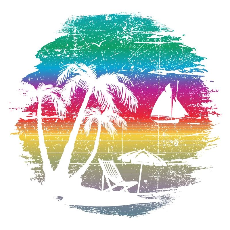 Conception de silhouette de coucher de soleil tropical