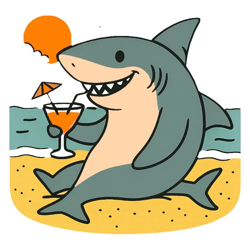 Requin de sable avec boisson de plage