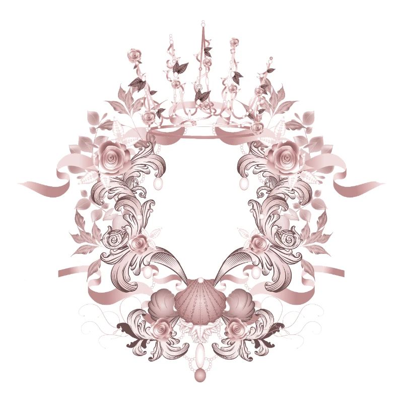 Pink Baroque Frame with Crown & Floral Ornaments