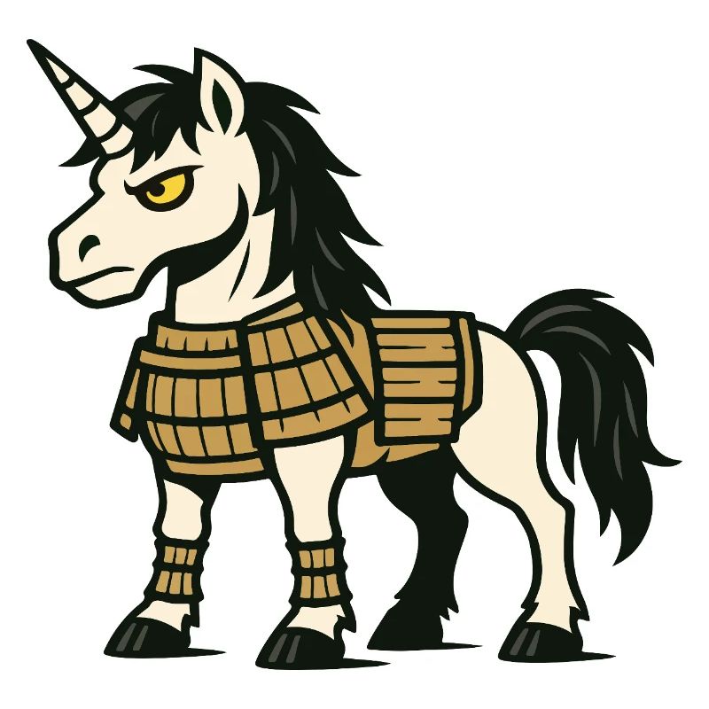 Combattant licorne samouraï en armure de combat classique