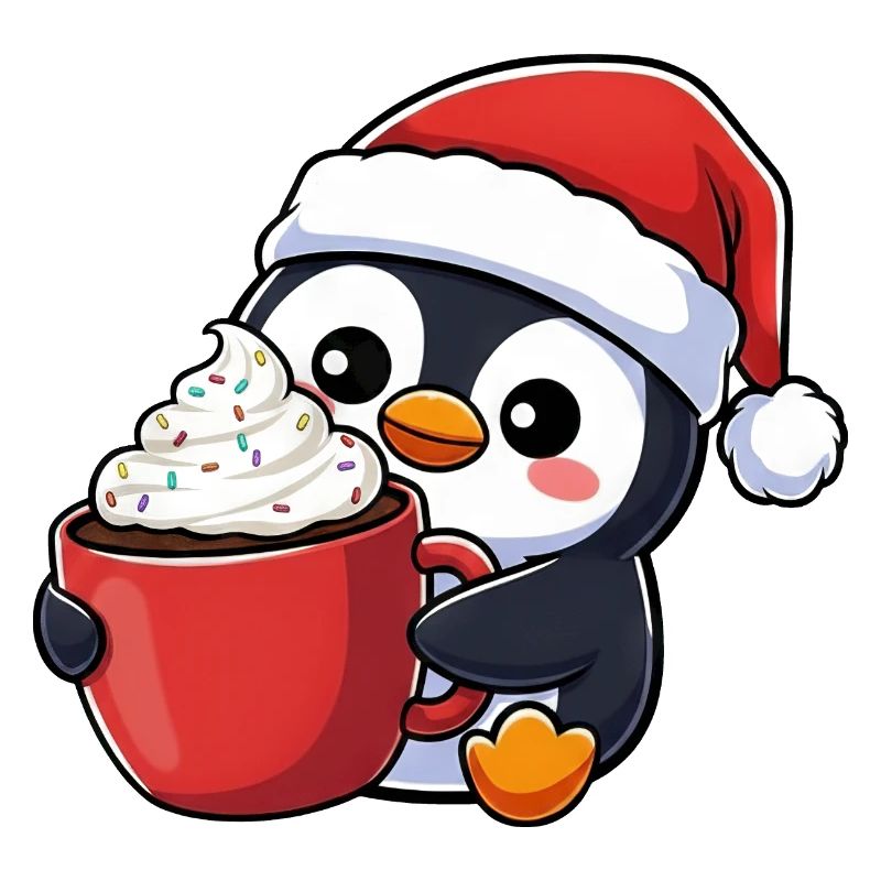 Dessin animé de Noël Penguin mignon Kawaii Chibi