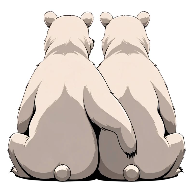 Deux ours blancs dos à dos