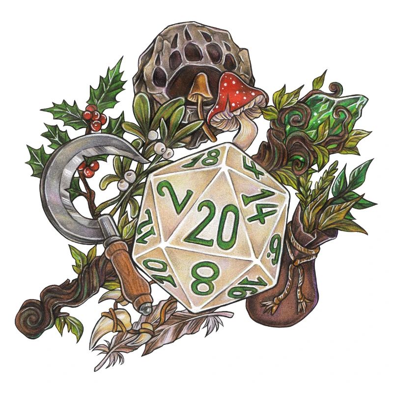 Druide de dés de table D20 pour jeu de rôle