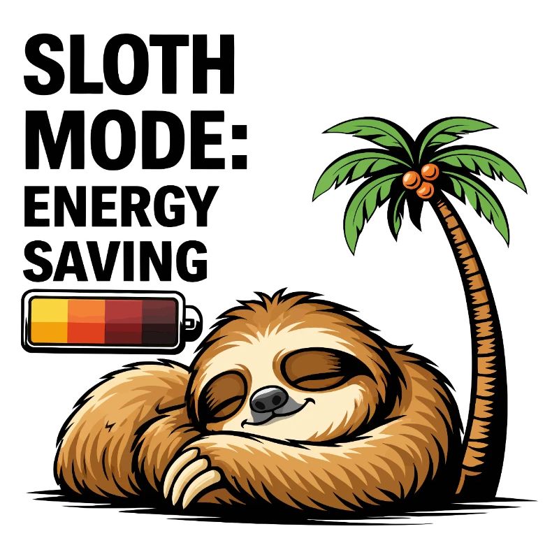 Sleepy Sloth Under Palm Battery Low