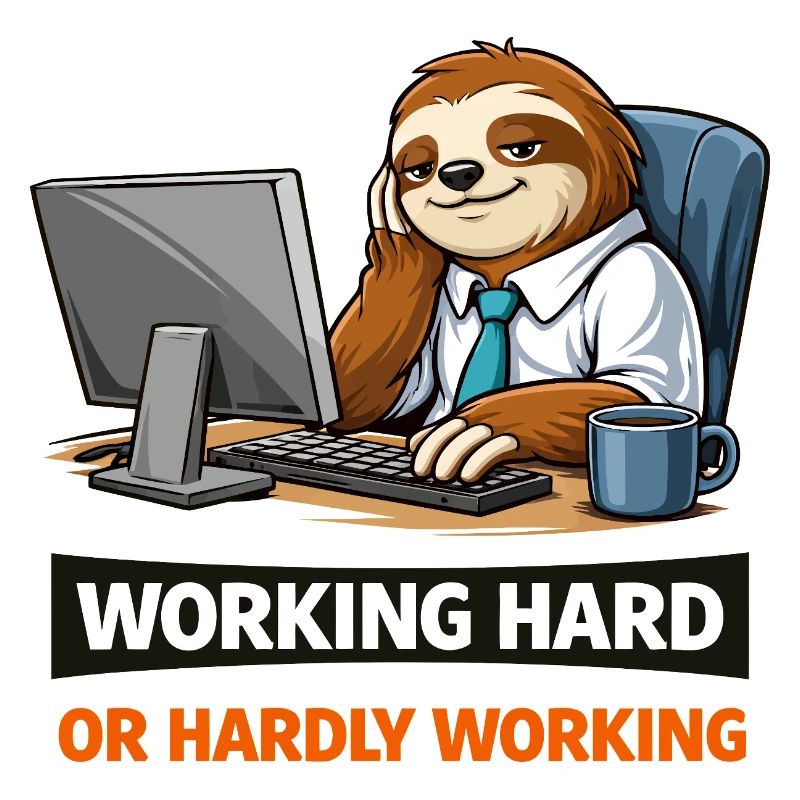 Sloth at Desk: Work Hard Meme