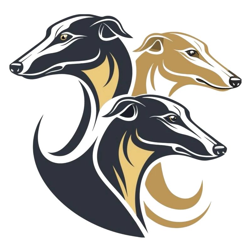 Dreifache Windhunde Silhouette