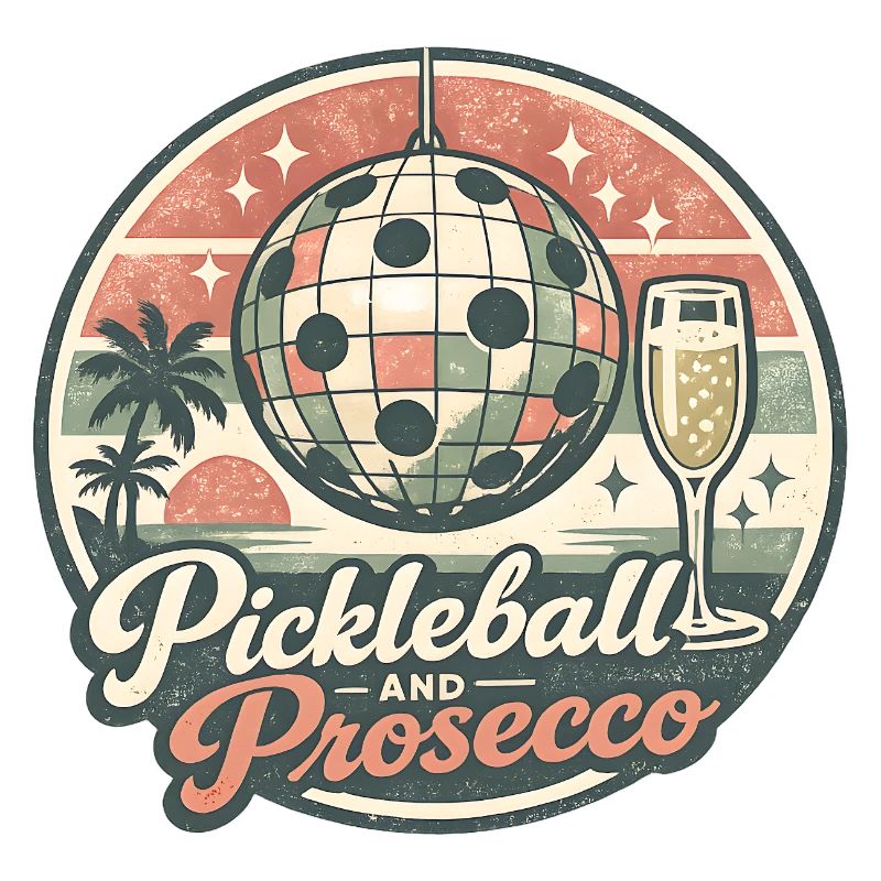 Logo rétro de Pickleball et Prosecco