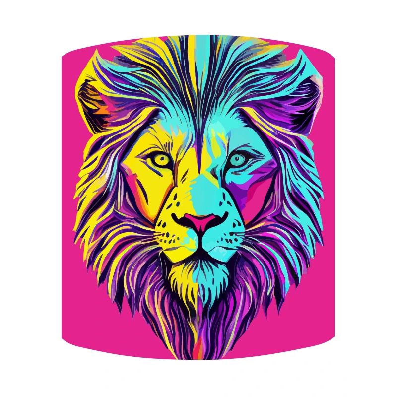Funky et psychédélique face de lion
