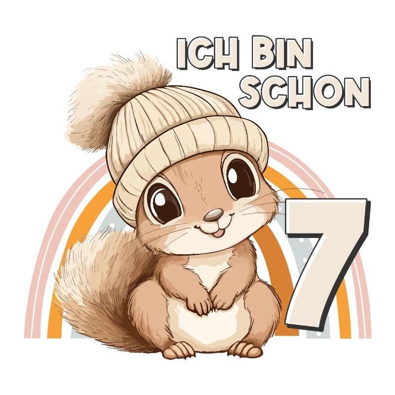 7ème anniversaire Écureuil Arc-en-ciel Mignon Mignon