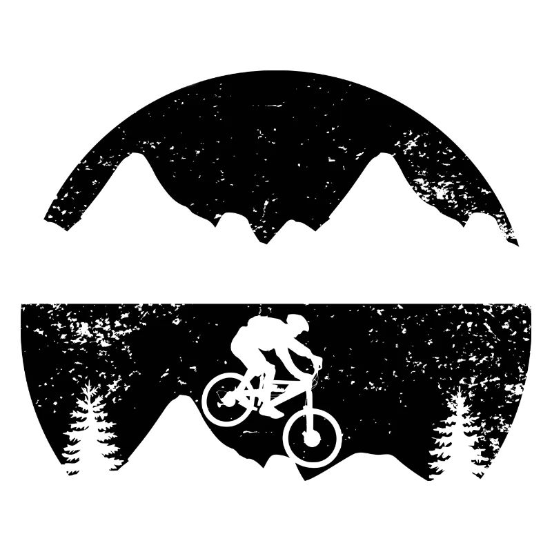 Cyclists Silhouette MTB Bicycle Mountains