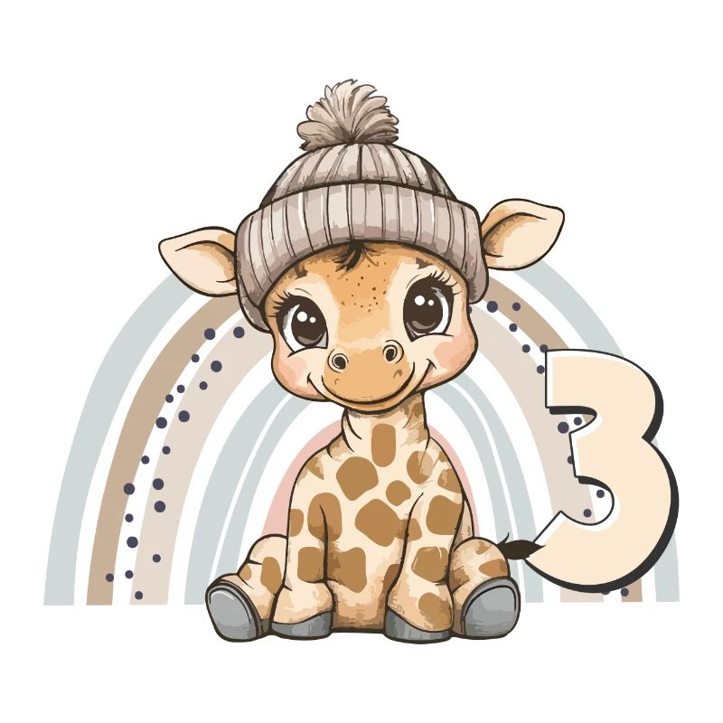 3. Geburtstag Giraffe Regenbogen Süß Niedlich