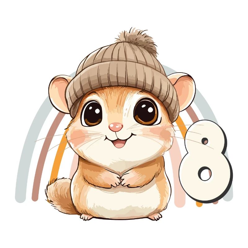 8. Geburtstag Hamster Regenbogen Süß Niedlich