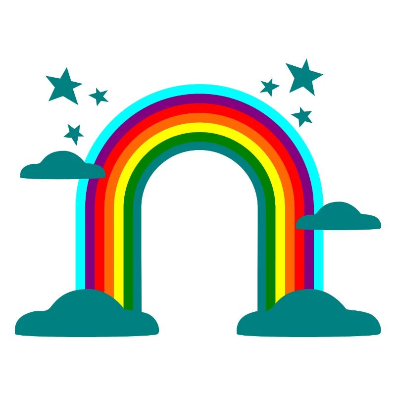 Rainbow Clouds Stars Colorful Gift