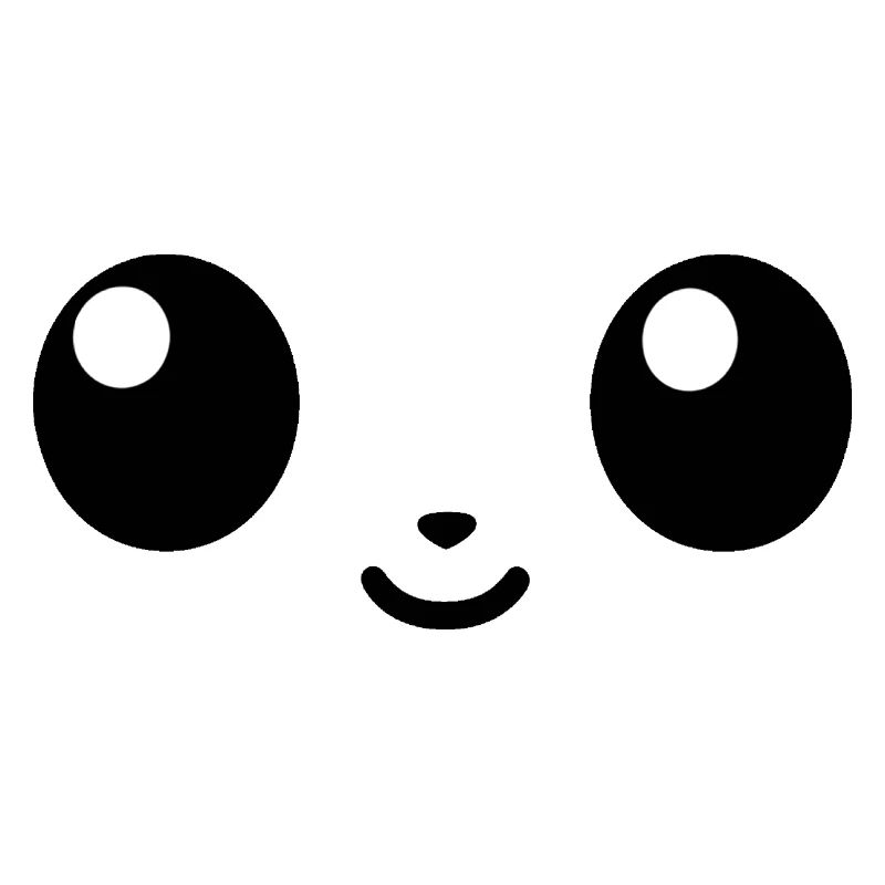 visage content, yeux cartoon, expression joie