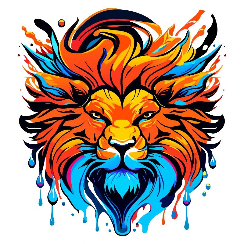 Lion's head with mane, colored