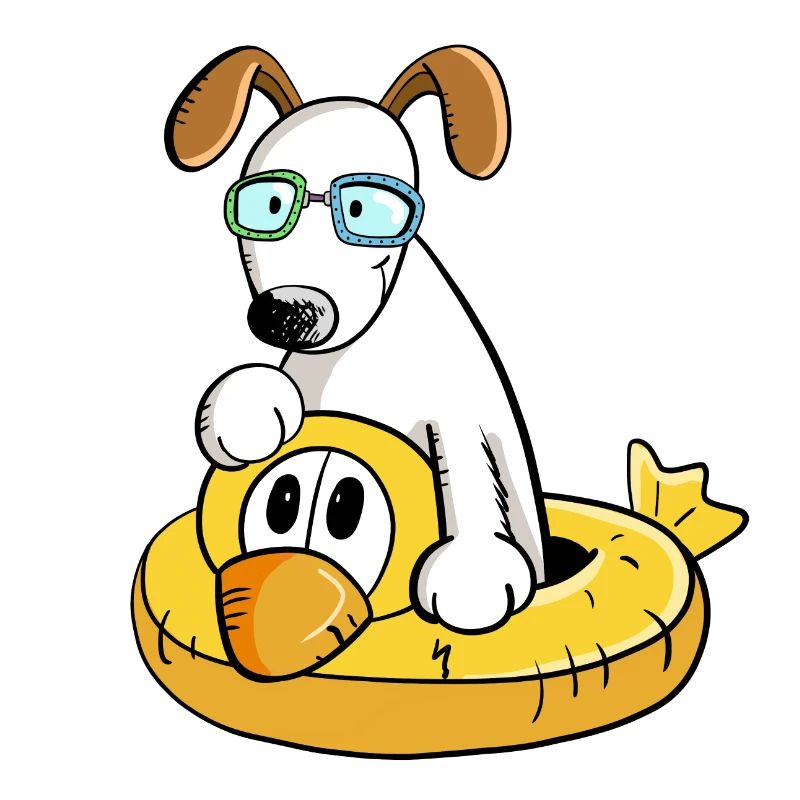 Dog On Vacation With Swimming Rip