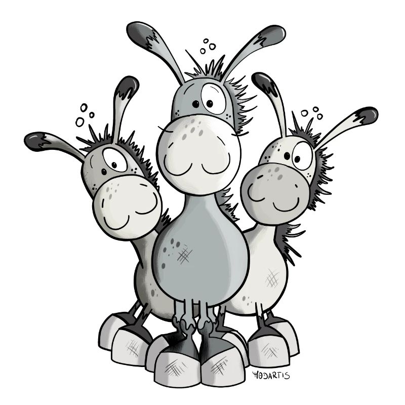 Three Cute Donkeys