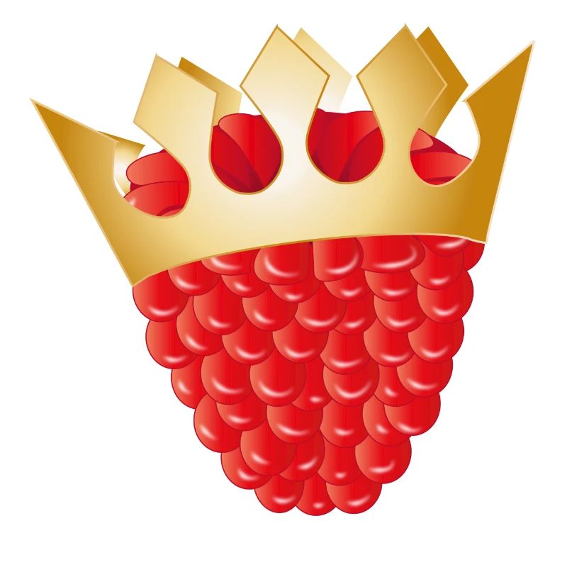 juicy red raspberry with golden crown
