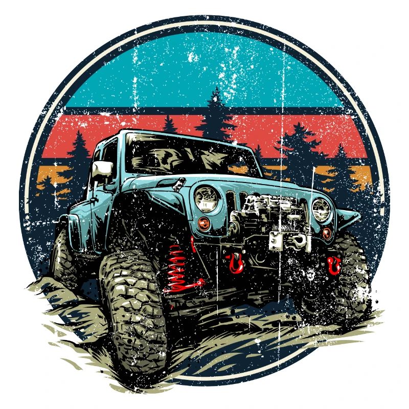 Jeep tout-terrain robuste coucher de soleil