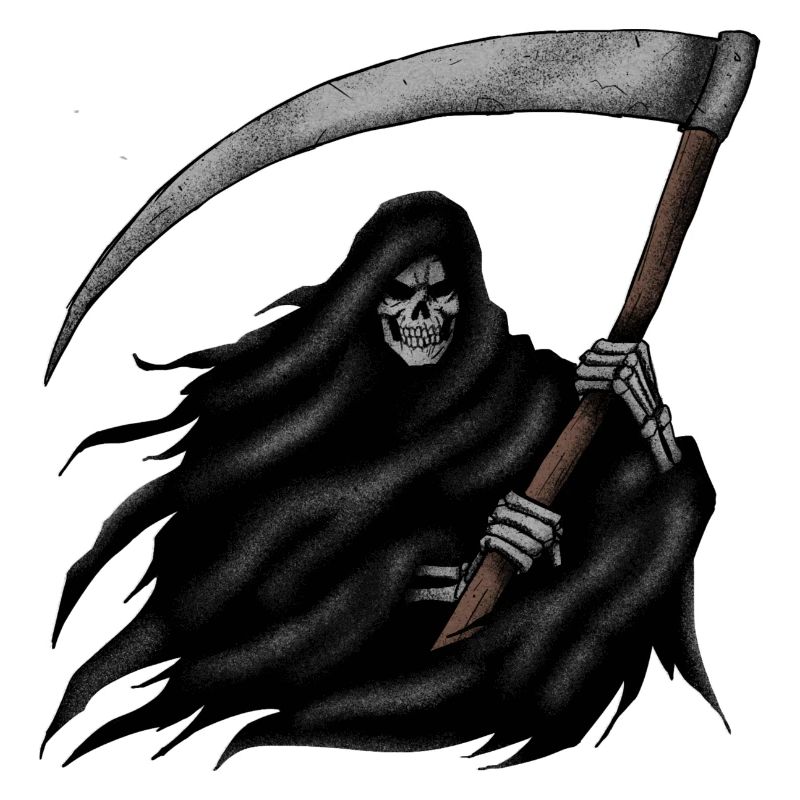 Grim Reaper with Scythe on Black Background
