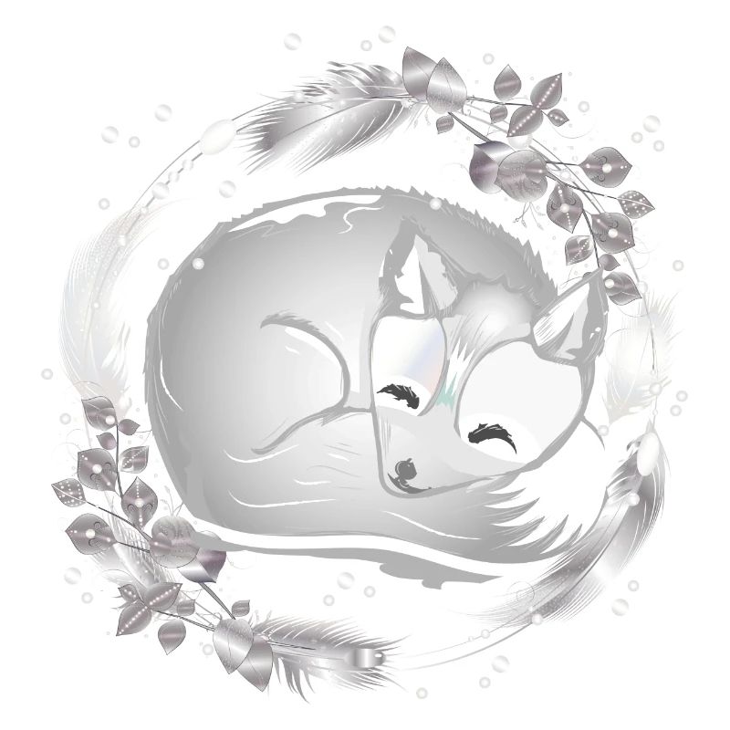 small polar fox sleeping in silver colors